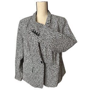 Lane Bryant Black White Print Blazer Stretch The Modernist Flattering Size 16